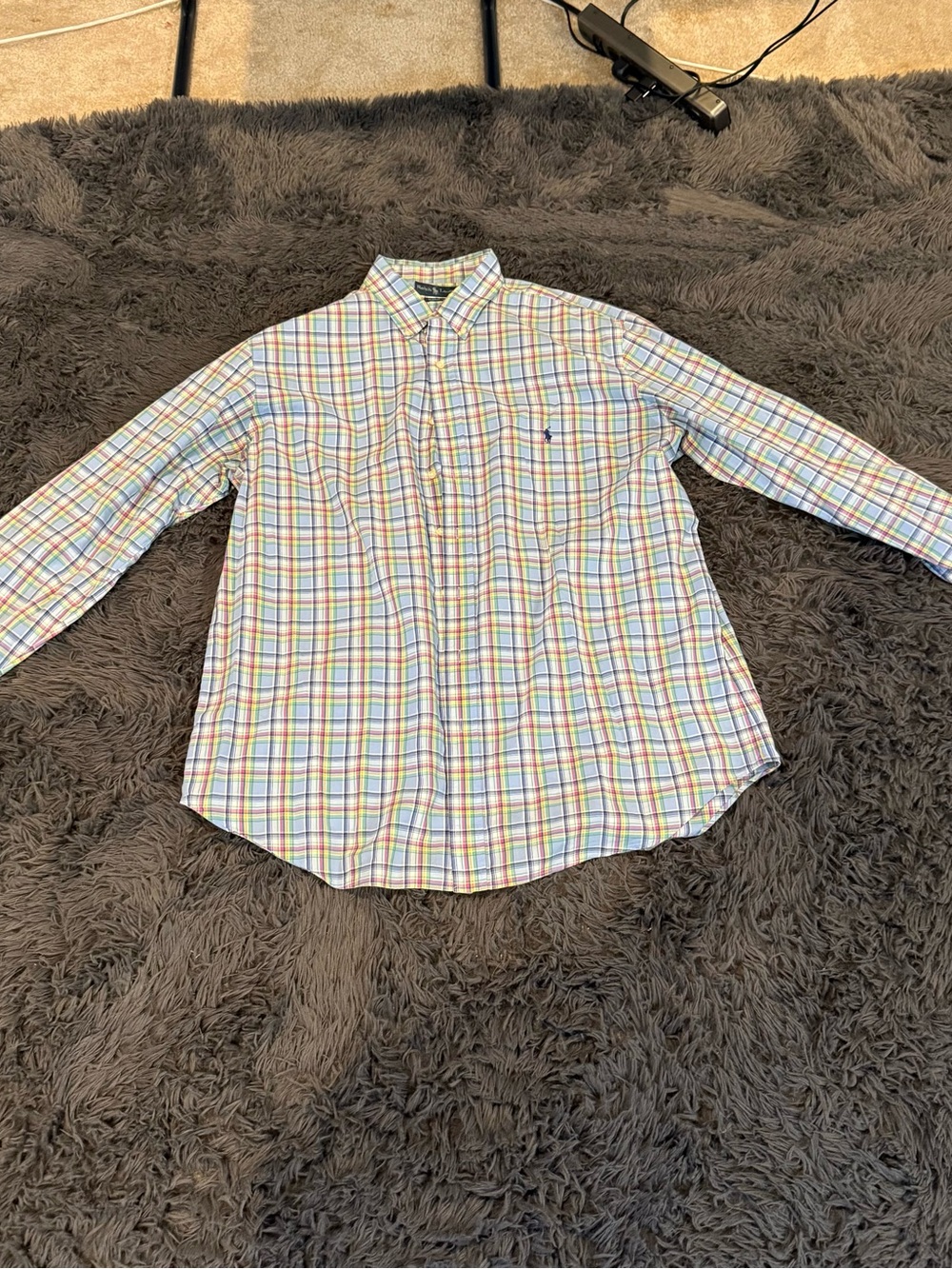Polo by Ralph Lauren Men’s Light Blue Multicolored Plaid Button-Down Shirt